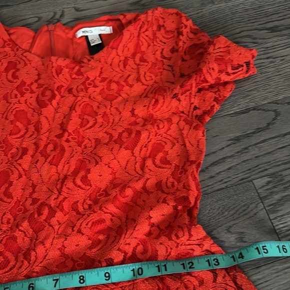 Mango red lace mini dress Sz M - Picture 6 of 10